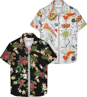 Hellcat Boys Animal Print, Floral Print Casual Multicolor Shirt(Pack of 2)