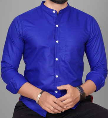 GLOBAL NOMAD Men Solid Casual Dark Blue Shirt