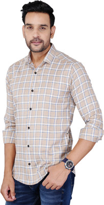 Neepy Men Checkered Casual White, Cream Shirt