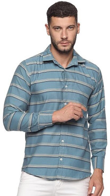 NITISH KUMAR Men Striped Casual Grey, Blue, Black Shirt