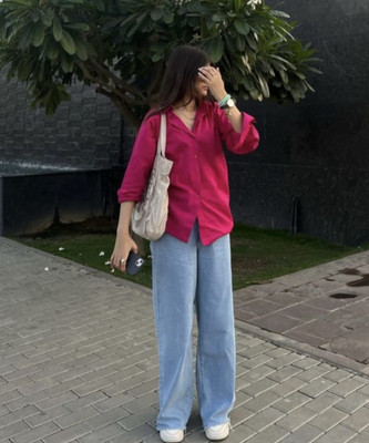 Royale collections Women Solid Casual Pink Shirt