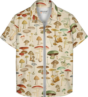 Hellcat Boys Printed Casual Beige Shirt