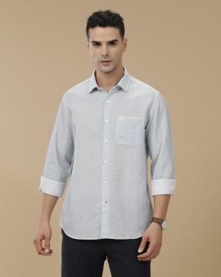 Linen Club Men Printed Casual Grey Shirt