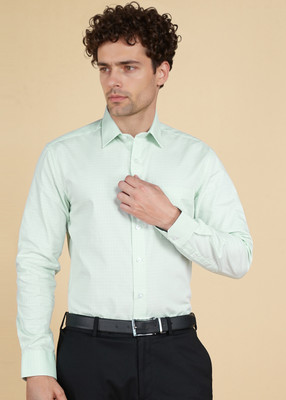 LOUIS PHILIPPE Men Checkered Formal Light Green Shirt