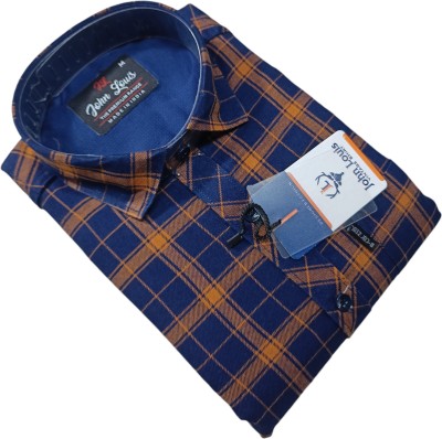 JOHN LOUIS Men Checkered Casual Blue, Yellow Shirt