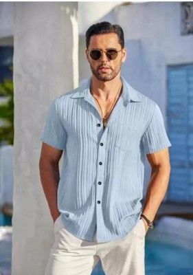 Vikita Enterprise Men Solid Casual Light Blue Shirt