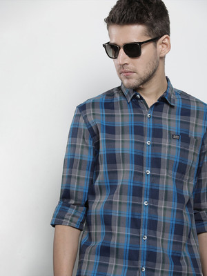 The Indian Garage Co. Men Checkered Casual Grey Shirt