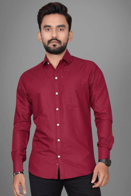 Shiv Men Solid Casual Maroon Shirt