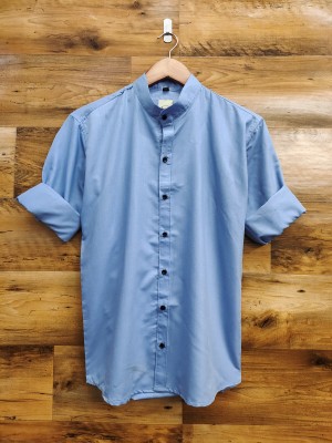 ANAND Men Solid Casual Light Blue Shirt