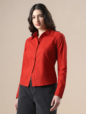 Globus Women Solid Formal Maroon Shirt