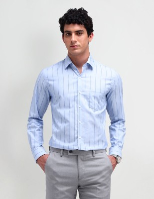 ARROW Men Striped Formal Blue Shirt