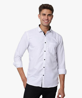 THREADDZILLAA Men Solid Formal White Shirt