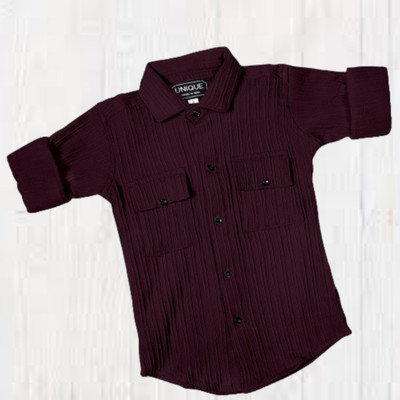Zanskar Boys Self Design Casual Brown Shirt