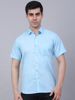 JAINISH Men Self Design Casual Light Blue Shirt