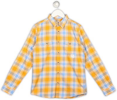 Pepe Jeans Boys Checkered Casual Yellow Shirt