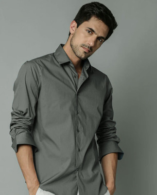 FUBAR Men Solid Casual Grey Shirt