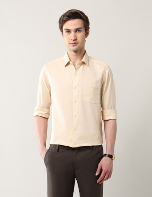ARROW Men Self Design Formal Beige Shirt