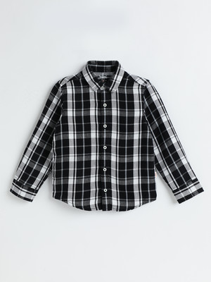 milou Boys Checkered Casual Black Shirt