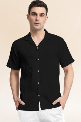 A Dearise Trend Men Self Design Casual Black Shirt