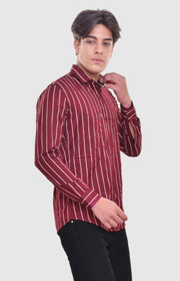 EYSTONE Men Printed Casual Maroon Shirt