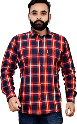 Marc Laurent Men Checkered Casual Red Shirt