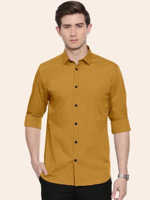 FIBERMILL Men Solid Casual Khaki Shirt