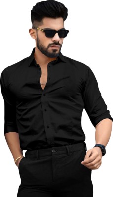 La Clothila Men Solid Casual Black Shirt