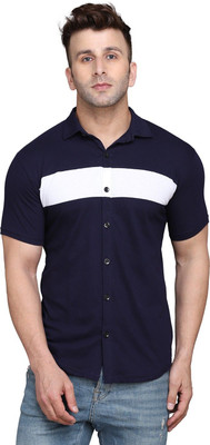 BEYOU FASHION Men Self Design Casual Dark Blue Shirt
