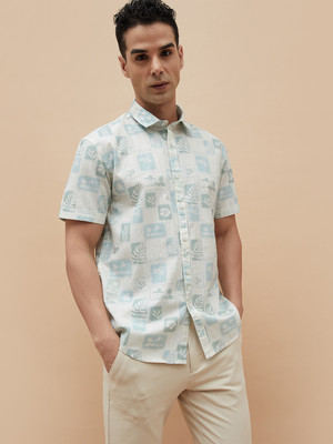 CODE by Lifestyle Men Printed Casual Green, White Shirt