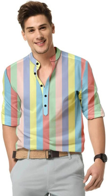 STELLALIFE Trend Men Striped Casual Multicolor Shirt