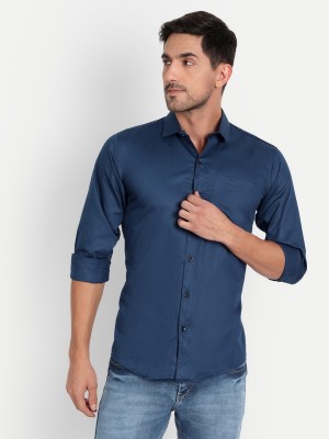 BLEZZA Men Solid Casual Blue Shirt