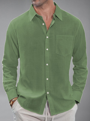 BHUVIKOO Men Solid Casual Light Green Shirt
