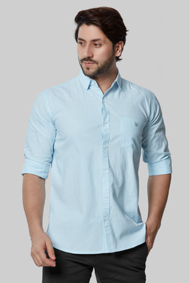 Blacklogy Men Checkered Formal Blue Shirt