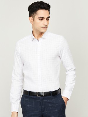 CODE by Lifestyle Men Checkered Formal White Shirt