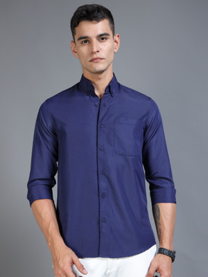 Bellavro Men Solid Casual Blue Shirt