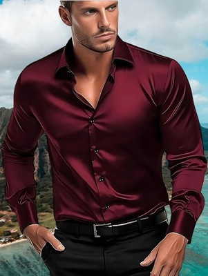 Mahek Fashion Men Solid Casual Maroon Shirt