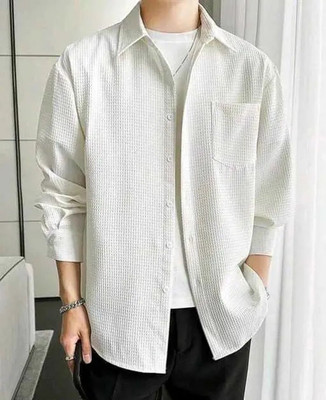 KRISHNA FASHIION TREND Men Self Design Casual White Shirt