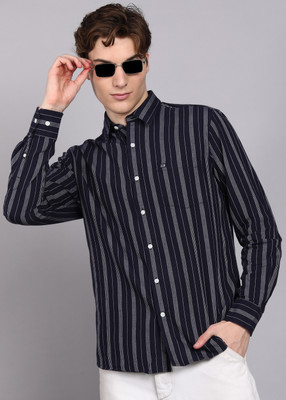 Arrow Sport Men Striped Casual Dark Blue Shirt