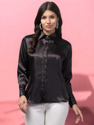My Swag Women Solid Casual Black Shirt