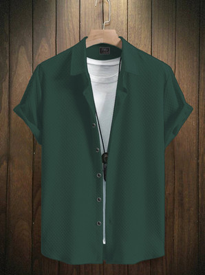 Marmic Fab Men Self Design Casual Black Shirt