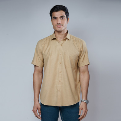 Mark & Albert Men Solid Casual Beige Shirt