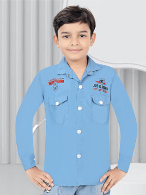 UNIQUE BAZAAR COLLECTION Boys Printed Casual Blue Shirt