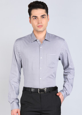 PETER ENGLAND Men Checkered Formal Grey Shirt
