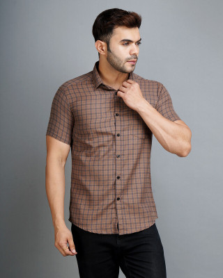 Apuesto Men Checkered Casual Blue Shirt