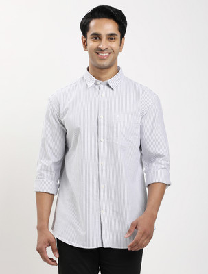 INDIAN TERRAIN Men Striped Casual Grey Shirt