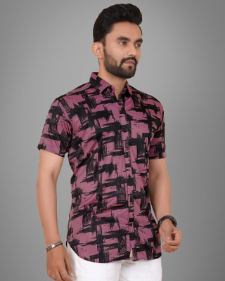Voroxy Men Printed Casual Purple Shirt