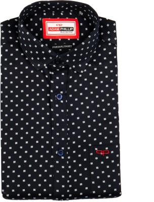 Adam Phillip Men Printed Casual Black, White Shirt