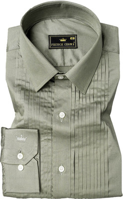 HOC Men Self Design Casual Green Shirt