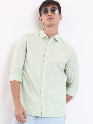 HIGHLANDER Men Printed Casual Green Shirt