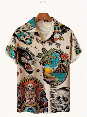 Dev Men Printed Casual White Shirt